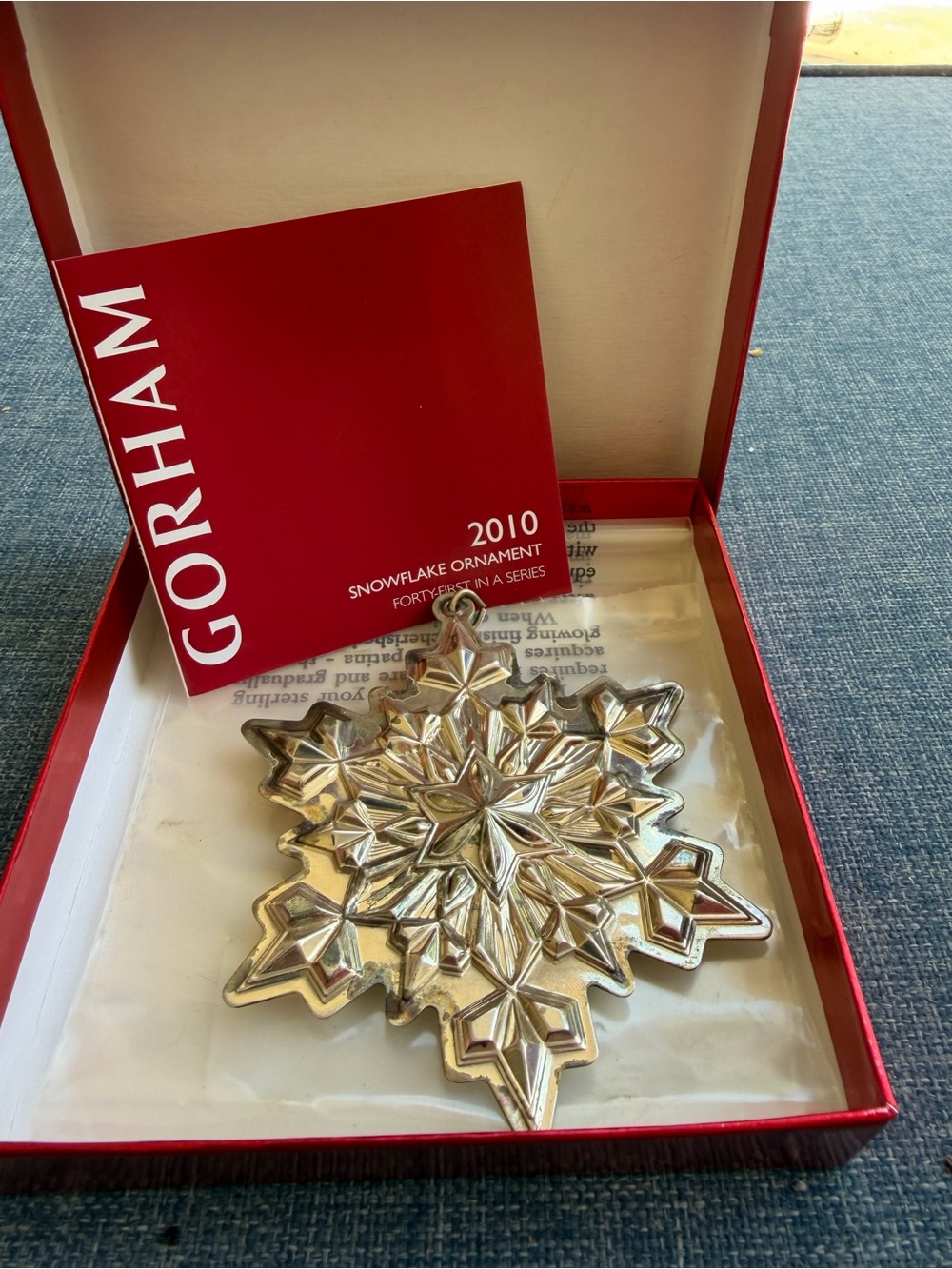 Gorham 2010 Sterling Silver Snowflake Ornament 41st Annual w/ Box